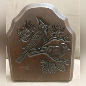 Vintage Carved Wood Bookends.